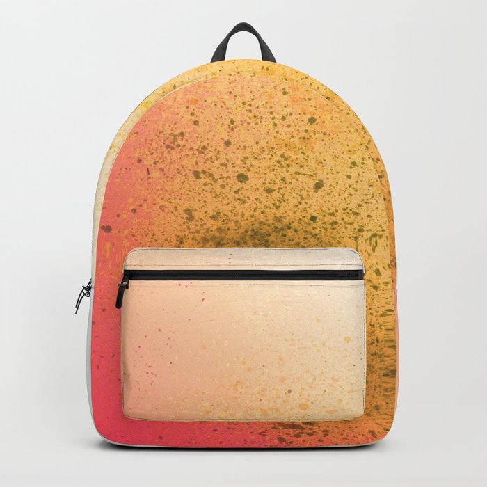 Summer Salmon and Yellow Spray Paint Splatter Backpack