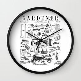 Gardener Gardening Garden Plant Tools Vintage Patent Print Wall Clock