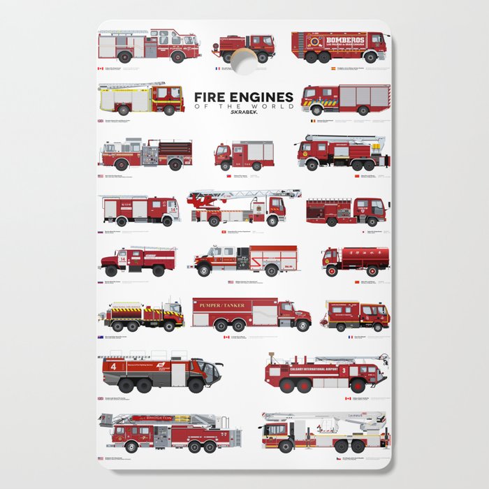 Fire Engines of the World Cutting Board