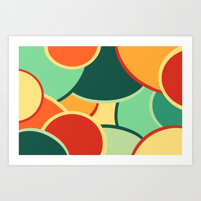 Colorful Midcentury Modern Circles and Curves Abstract Geometric Art