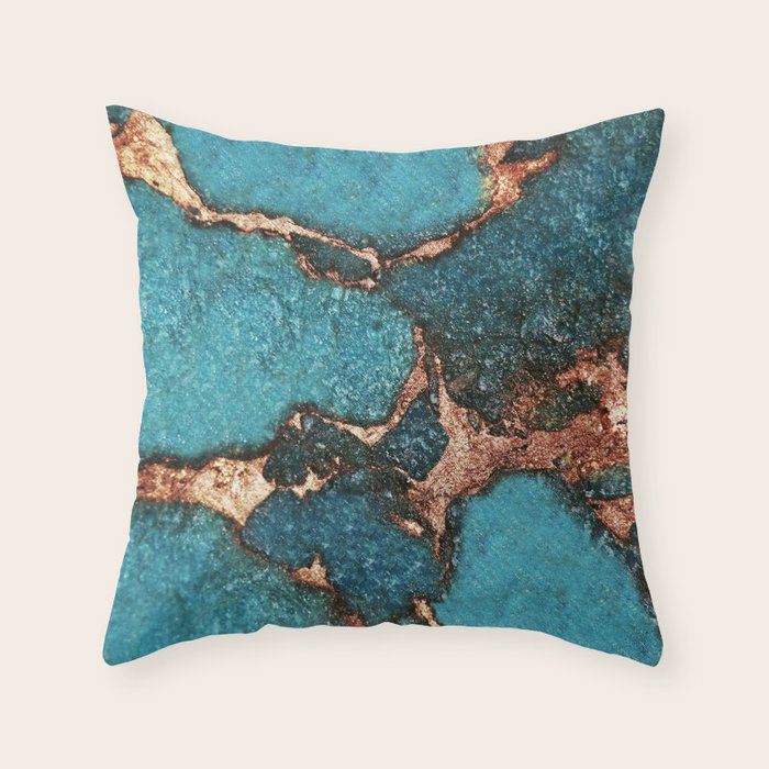 GEMSTONE & GOLD AQUA Throw Pillow by Monika Strigel Society6