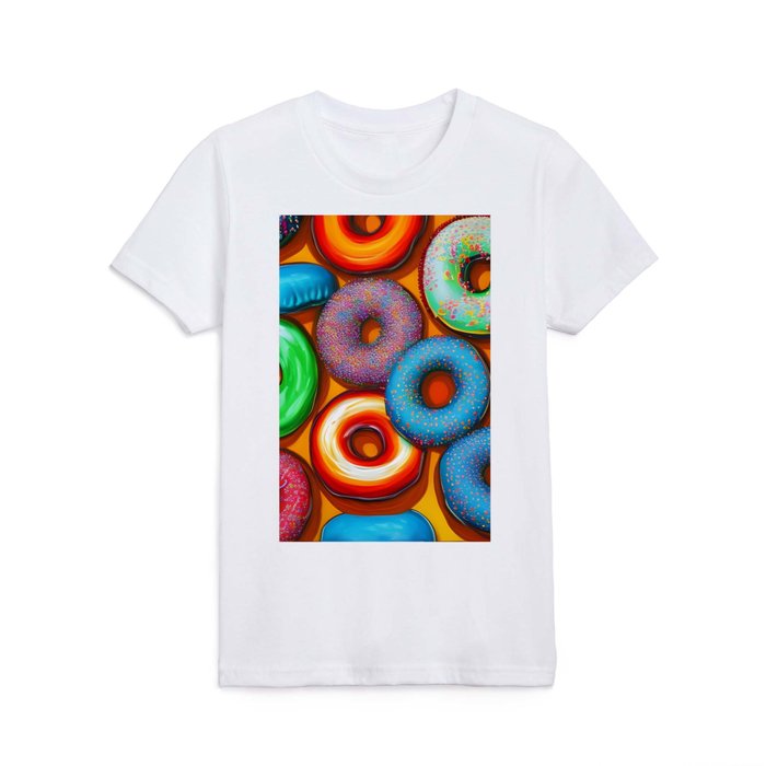 Colorful Donuts Orange Kids T Shirt