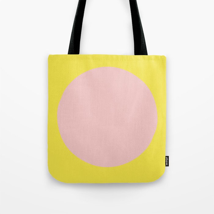 Margo Collection: Minimalist Modern Geometric Pink Circle on Yellow Tote Bag