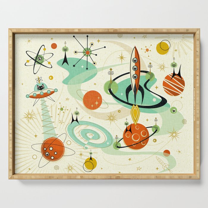 Atomic Space Cats ©studioxtine Serving Tray
