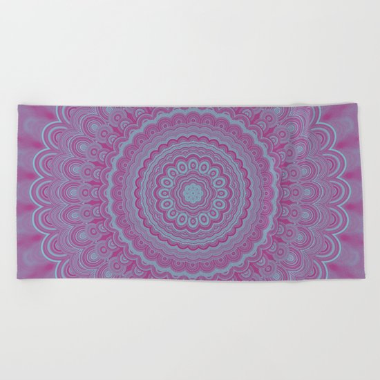 Geometric flower mandala Beach Towel