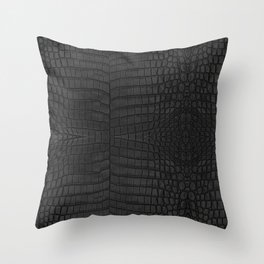 Black Crocodile Leather Print Throw Pillow