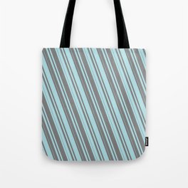 [ Thumbnail: Powder Blue and Gray Colored Lines Pattern Tote Bag ]