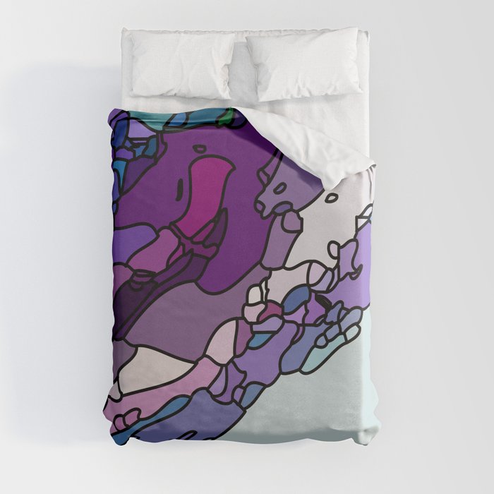 Purple, Violet and Aqua Rocky Layers Abstract Artwork  Duvet Cover