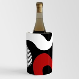 Abstract waves - red, grey, black, white Wine Chiller