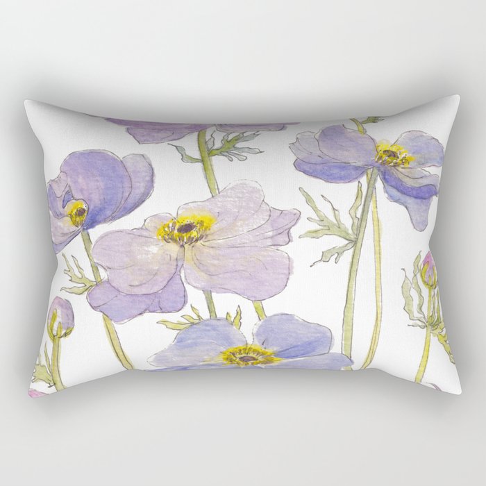 Lilac Anemone Flowers Rectangular Pillow