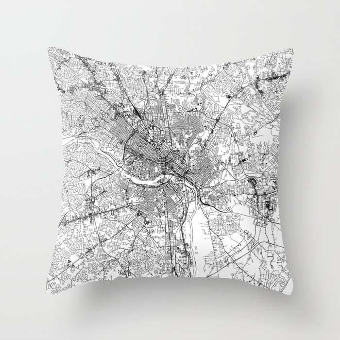 Richmond White Map Throw Pillow