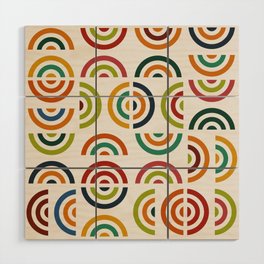Mid century multicolor retro shapes 3 Wood Wall Art