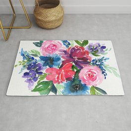 peony bouquet in cold colors Rug