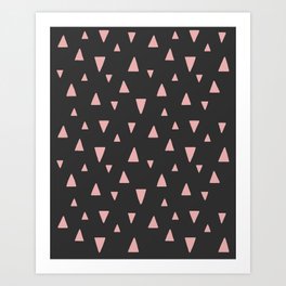 Abstract Triangles - Pink on Black Art Print