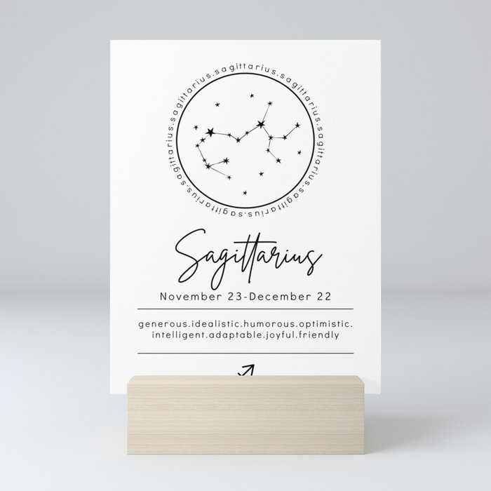 Sagittarius Zodiac | Black & White Mini Art Print