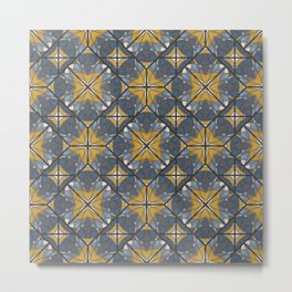 Mexican Tile Pattern Yellow Metal Print