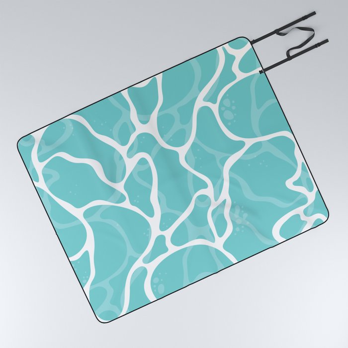 Calm blue water surface illustration pattern Picnic Blanket