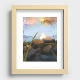 Sunset Seagull Recessed Framed Print
