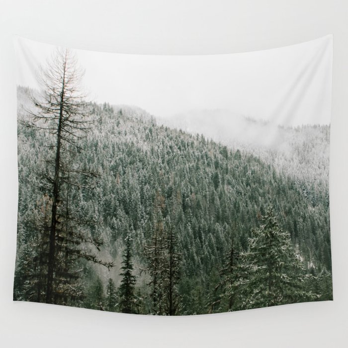 Snow Comes to the Mountains Wall Tapestry