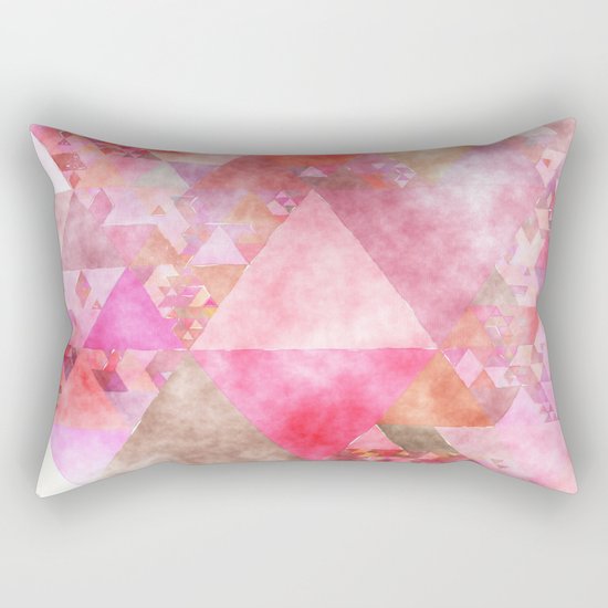 Triangles in pink - Watercolor Illustration pattern Rectangular Pillow