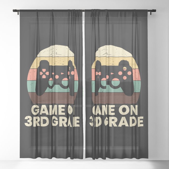 Game On 3rd Grade Retro School Sheer Curtain