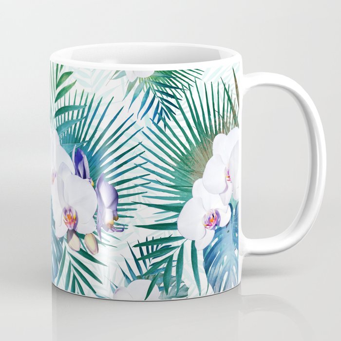 Tropical leaves and orchid flowers design Coffee Mug