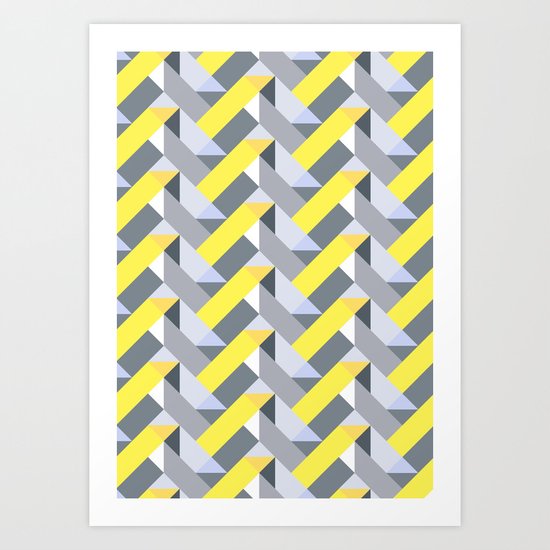 Herringbone geometric yellow Art Print