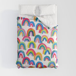 Abstract Rainbow Arcs - White Palette Comforter