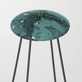 Oslo City Map. Norway. Collage Terrazzo Counter Stool