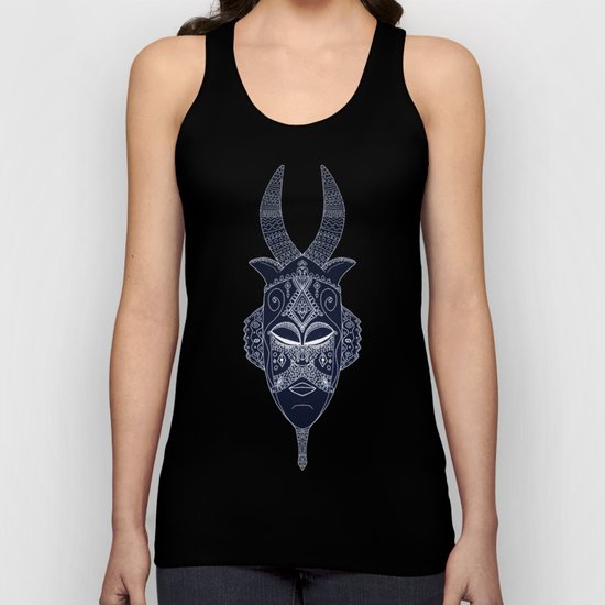 Horned Tribal Mask (color version) Unisex Tank Top