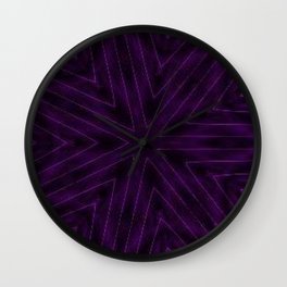 Eggplant Purple Wall Clock | Pop Art, Snowflake, Elegant, Deep, Purple, Dark, Striped, Stripes, Pattern, Graphicdesign 