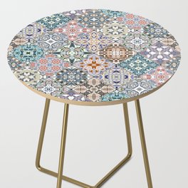 Mediterranean Decorative Tile Print X Side Table