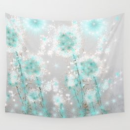Dandelions in Turquoise Wall Tapestry