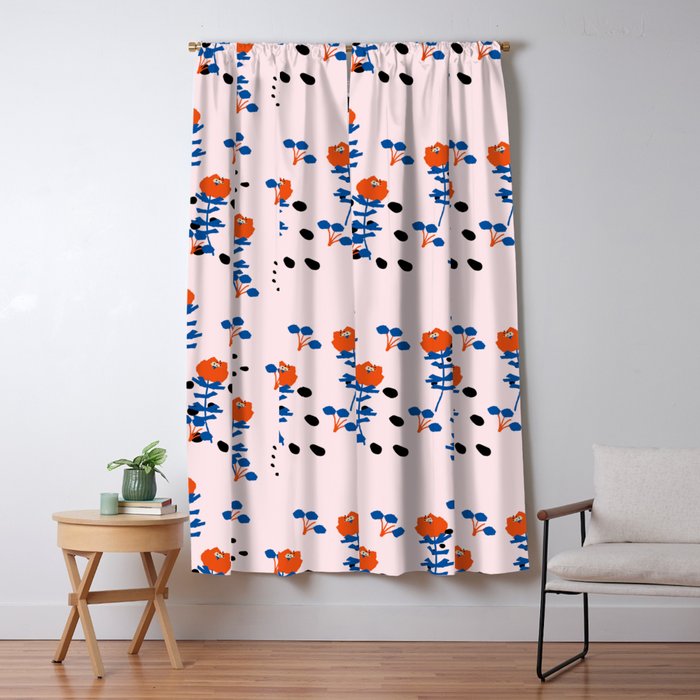 Geometrical Abstract Pink Orange Navy Blue Polka Dots Floral