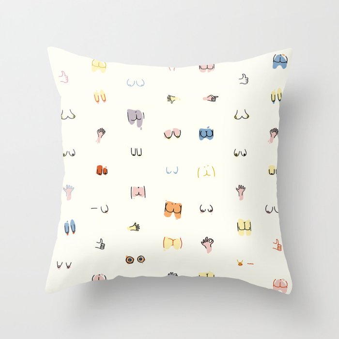 butts, boobies and hands Throw Pillow