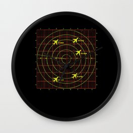 Aviation Flight Radar Screen with Planes Wall Clock