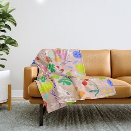 Delicous Ditsy Organic Fruit Pattern - Peachy Throw Blanket