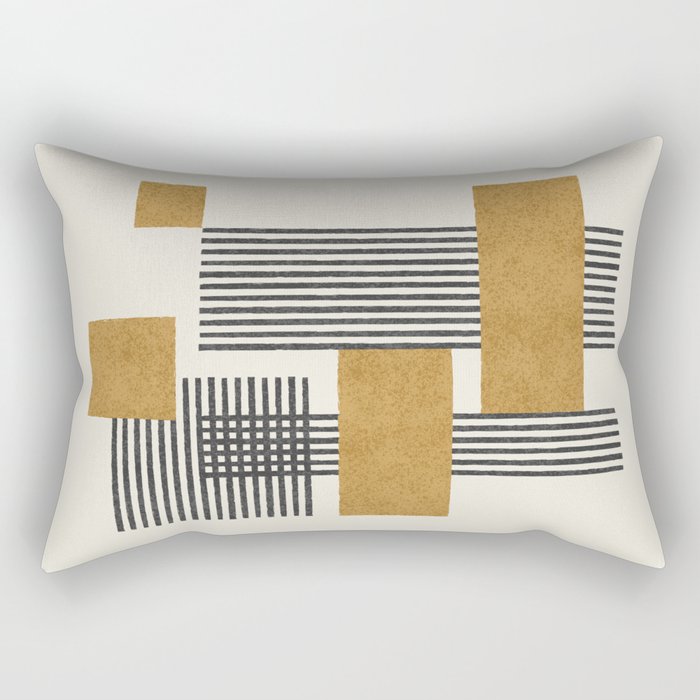 Stripes and Square Composition - Abstract Rectangular Pillow