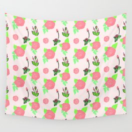 Pacific Pink Rose Flower  Wall Tapestry