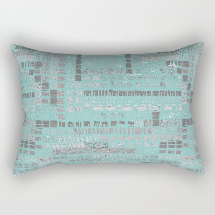muted mint blue ink marks hand-drawn collection Rectangular Pillow