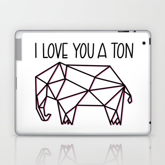 I Love You A Ton - Pink Elephant Laptop & iPad Skin