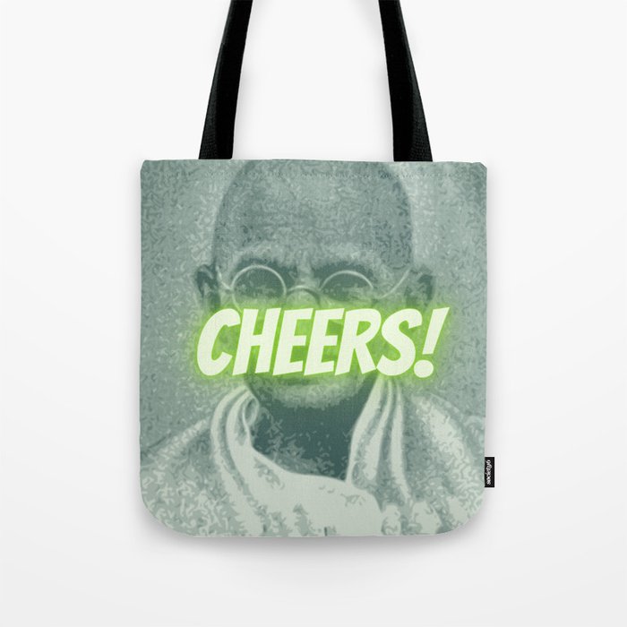 Cheers Gandhi Portrait Peace Illustration Tote Bag