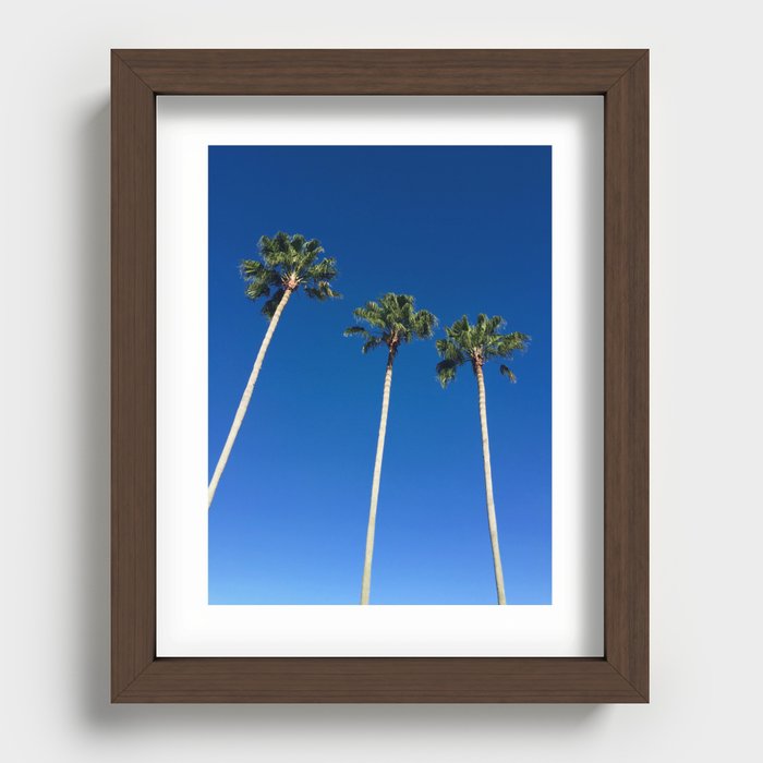 miami beach palm trees and blue sky Recessed Framed Print
