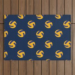 Blue Volleyball Print Sports Lover Pattern Outdoor Rug