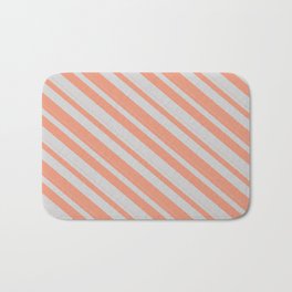 [ Thumbnail: Light Gray & Dark Salmon Colored Lines/Stripes Pattern Bath Mat ]