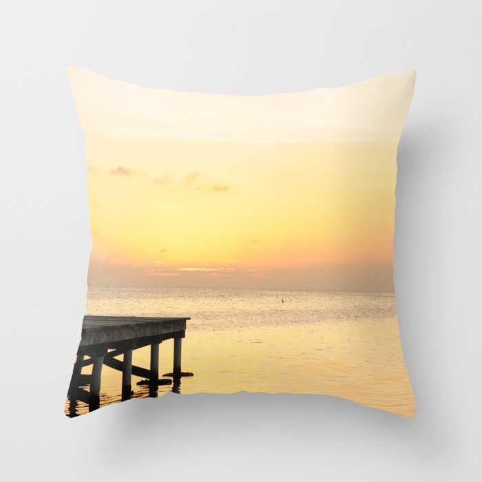 Sunset's in Belize Throw Pillow
