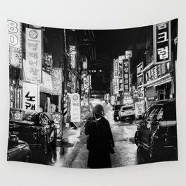 The Black and White City Wall Tapestry