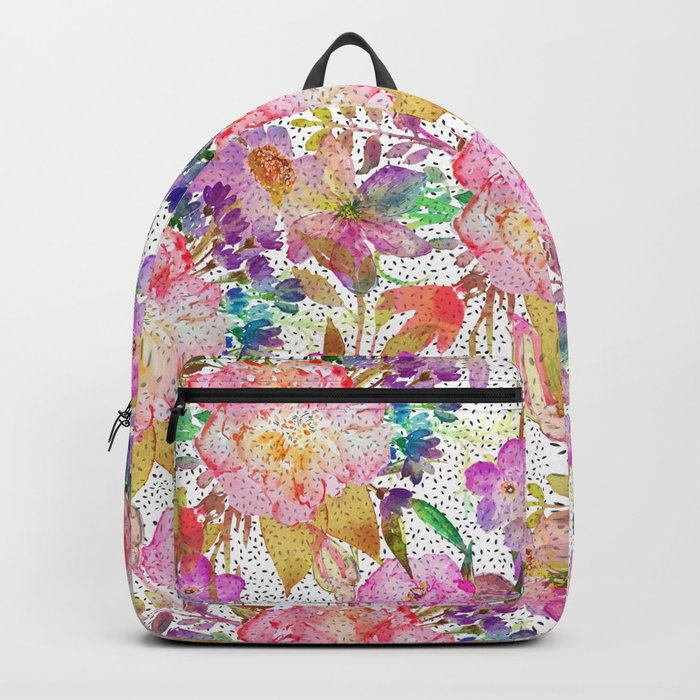 Elegant watercolor floral and dotted brush strokes Backpack