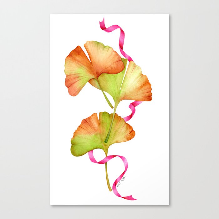 Ginkgo leaves Watercolor Canvas Print