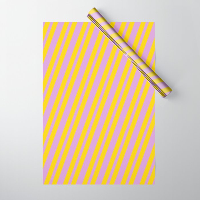 Plum & Yellow Colored Lined/Striped Pattern Wrapping Paper